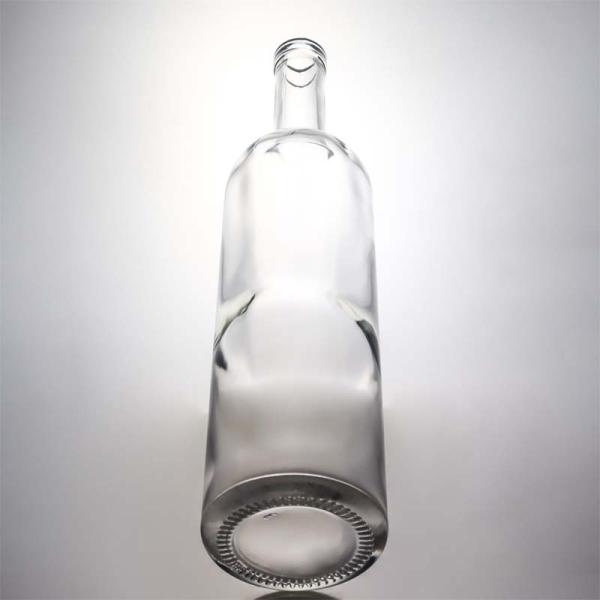 750ml Round Glass Liquor Bottle for Whisky Rum Gin with Cork Stopper and Glass Collar