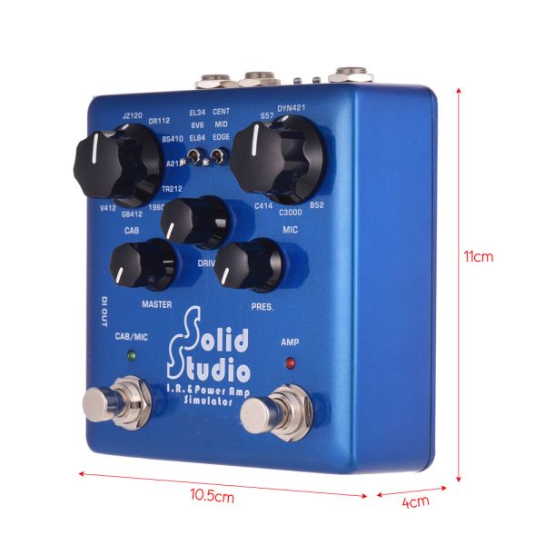Solid Studio IR Power Amp Simulator Guitar Multi Effect Pedal Dual Footswitch Builtin 8 Cabinet 8 Microphone True Bypass