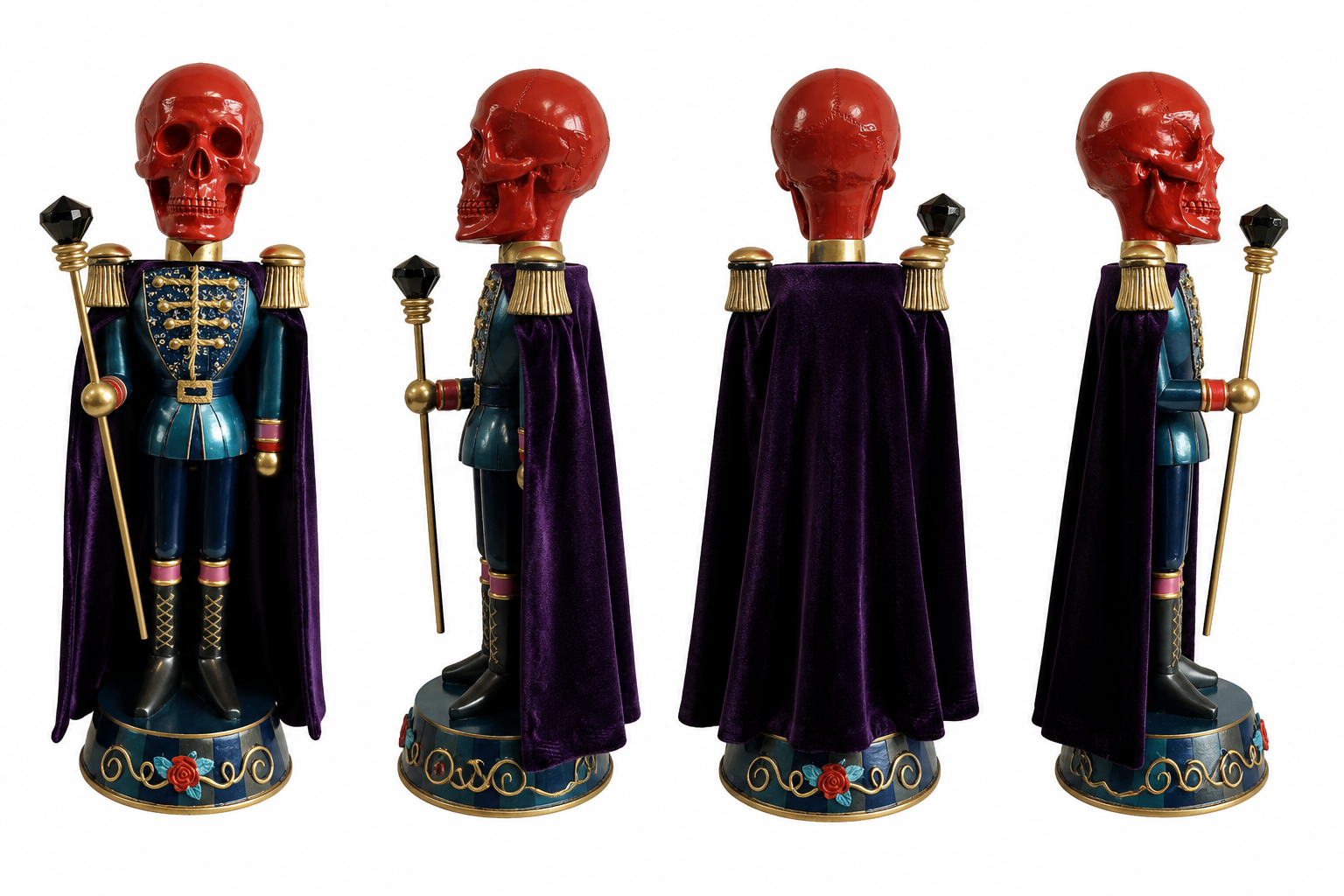 Custom Red Skull King Nutcracker for Halloween and Holiday Display