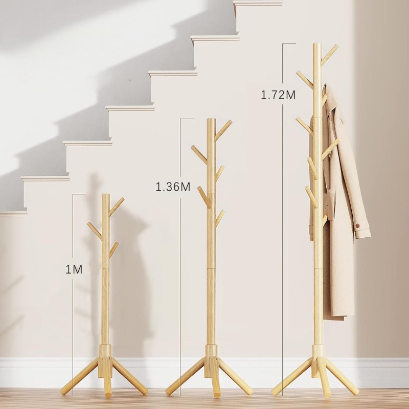 Household Simple Coat and Hat Rack Living Room Bedroom Floor Shelf Solid Wood Multi-functional Coat and Hat Rack