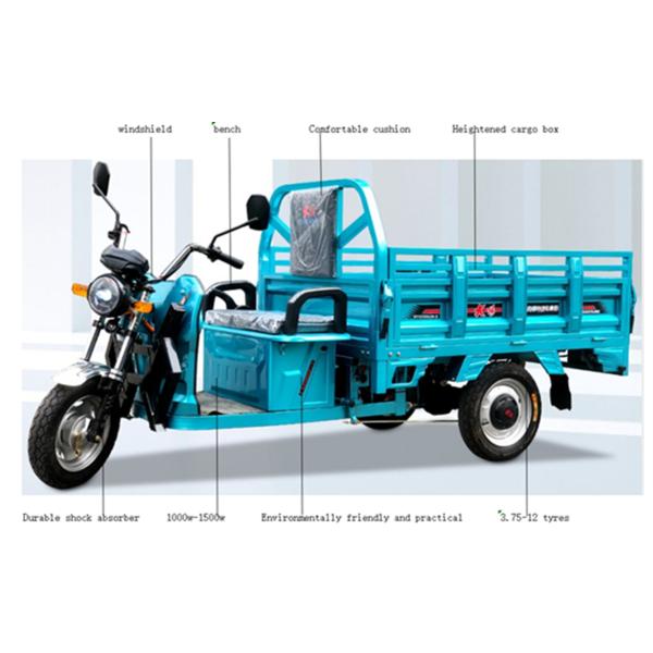 Трехколесный электрический грузовой велосипед 1200W 1500W MB-H9 Мобильное транспортное средство для доставки грузов