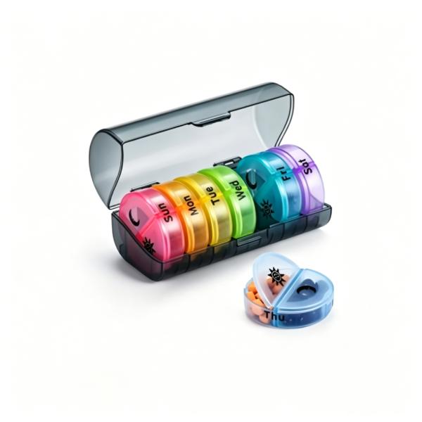 Weekly Pill Box Organizer 2 Times a Day - Daily Am Pm Large Portable Medicine Organizer with 7 Detachable Cute Pill Case for Medication, Vitamin, Supplement, and Fish Oils (Clear Box)