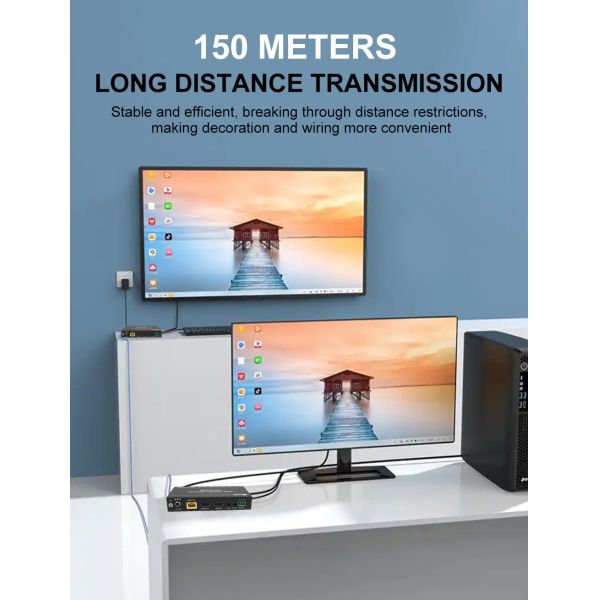 HDBaseT HDMI Extender with 150m Extension 4K60 Support and PoC Function for Professional AV Installation