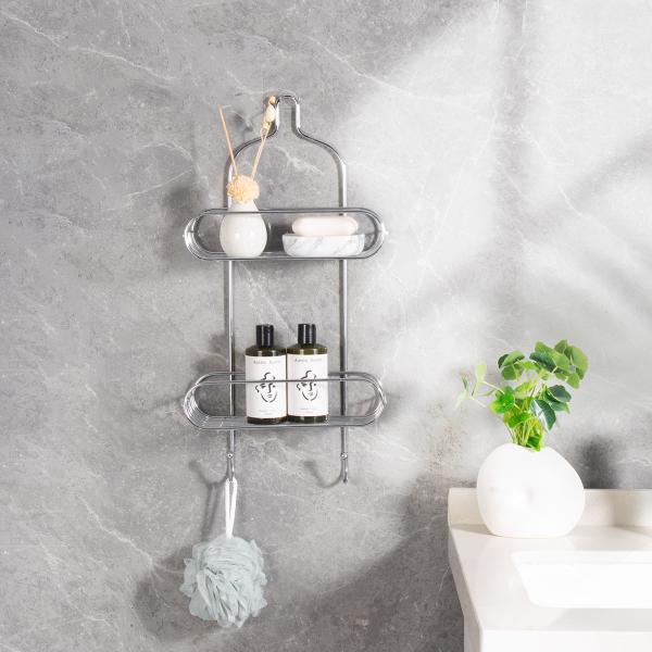 2 Tiers Bathroom Organizer Small Hanging Shower Caddy Stainless Steel