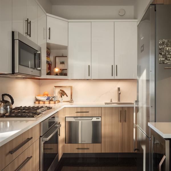 Free Samples Modern Design Small Melamine Wood Grain And White Kitchen Cabinet Set Complete