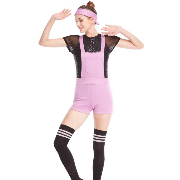 MiDee 3 Piece Jumpsuit Costume Mock Neck Short Sleeves Performance Wear