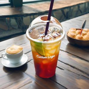 Lesense ODM クリアテイクアウトアイスコーヒーバブルティーカップ使い捨て16oz 32oz PETプラスチックカップ