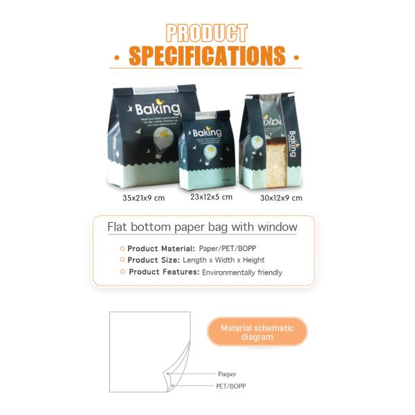 Сэндвич пекарни BOPP упаковывая дно бумажных мешков Брауна Kraft квадратное с SGS окна
