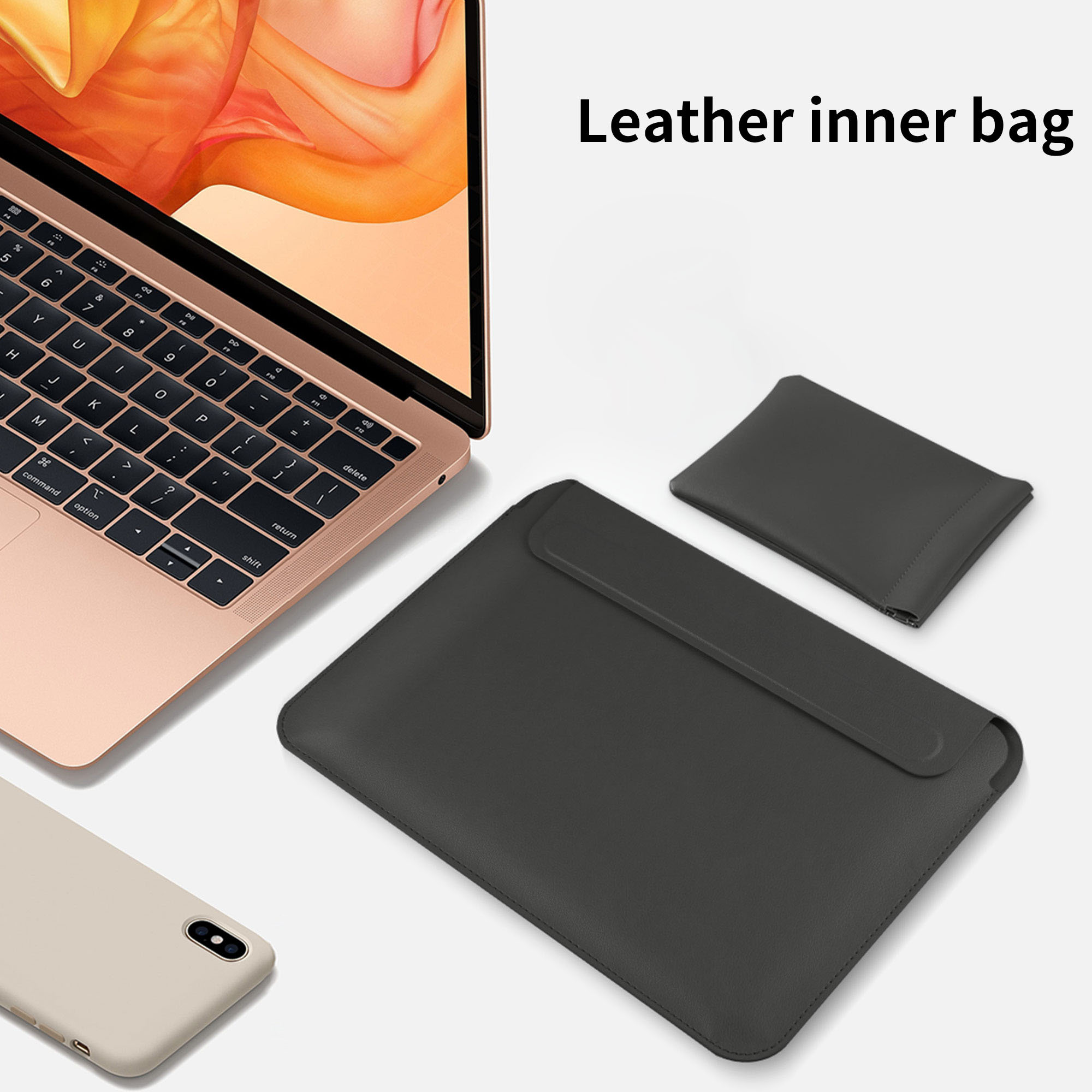 For Laudtec 12.9 Inch Laptop Carrying Bag DNB105 Waterproof Shockproof Korean Style Pu Leather Notebook Protective Sleeve Wholesale OEM/ODM/Private Label