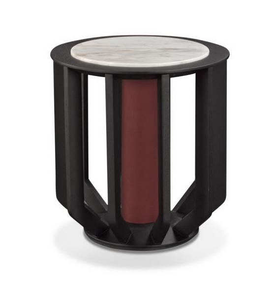 Itlay Minimalist design furniture made fron China factory by Oak wood in Red PU painting with Stone Cocktail table