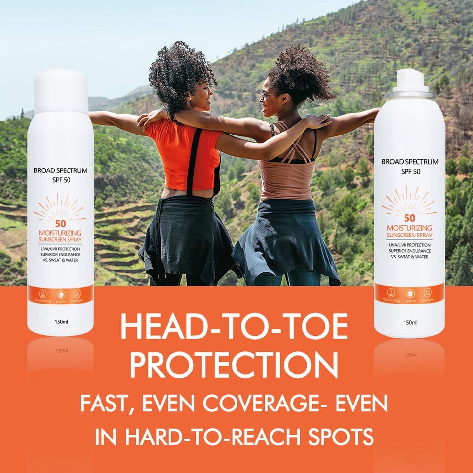 OEM ODM Sunscreen Spray Brand Custom Organic Body and Face Sunscreen Waterproof Moisturizing Whitening SPF 50 Sunscreen Mist Spray