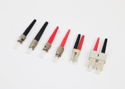 Conectores pretos e vermelhos da fibra multimodo do milímetro da bota com grampo frente e verso