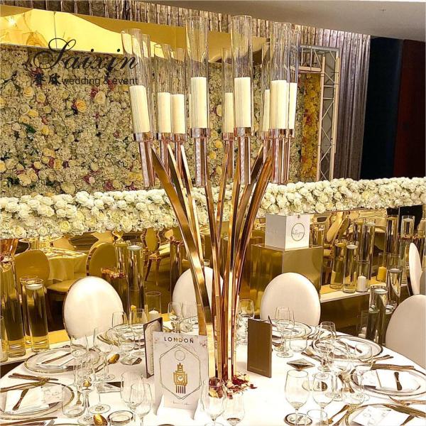 ZT-396 Wedding decoration materials crystal metal candle stand for centerpieces