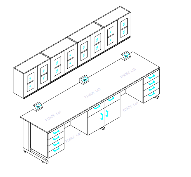 Steel Wood Modular Laboratory Benches C Frame Laboratory Island Table With Sink And Reagent Rack