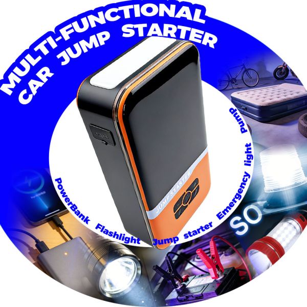 Compact 600A Peak Current Jump Starter with 150 PSI Air Compressor and 30000mAh Portable Power Bank