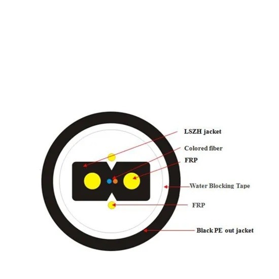 FTTH GJYXFH butterfly-shaped optical fiber cable Simplex Bow Type G657A1 Drop Wire Fiber Optic 2 Core