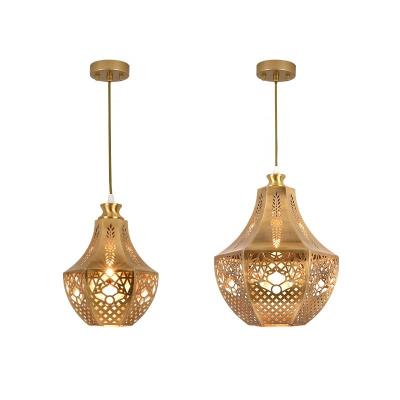 Gold Single Head Modern Copper Pendant Light Copper Glass Pendant Light With LED Light Source