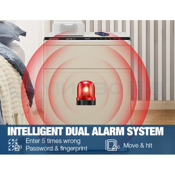Motion-Activated Drawer Smart Safe Box Biometric Lock Dual Alarm