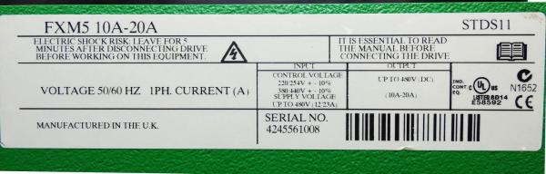 FASE DA CORRENTE DE CAMPO 10-20 DO CONTROLADOR DE EMERSON FXM5 AMPÈRE 480 VAC 3
