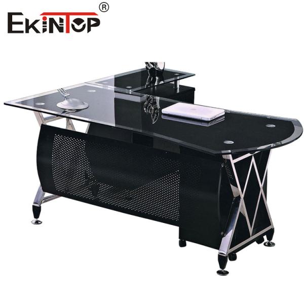 Modern Seamless Glass Office Desks Side Cabinet Table