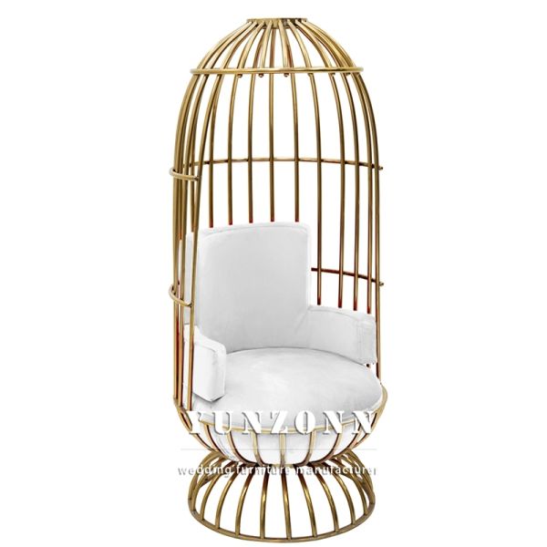 Luxury Wedding Rental Gold Stainless Steel Bride Groom Chair Velvet Throne Chair for Hotel Wedding Party