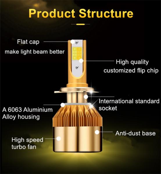 White Gold Color 12V 10000LM H4 H7 H1 H8 H9 H11 Led Car Headlight 3000K 6000K Dual Color Led Headlamp Auto Bulbs