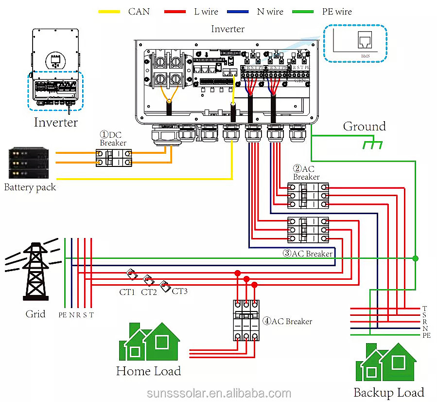 Гибридный инвертор высокого напряжения Deye SUN-12K-SG01LP1-EU AC 230V