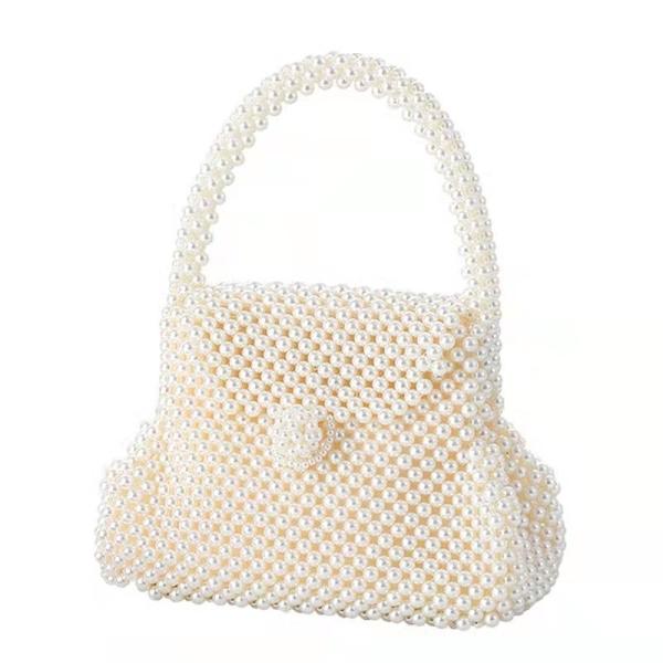 Dinner Pearl Hand Bags White Color 22.5cm×10.5cm×26.5cm for ladies