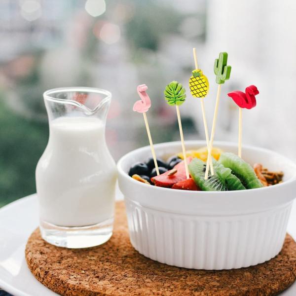 Style Straight Bamboo Fruit Fork BBQ Bamboo Long Flat Skewer Bamboo Kebab Fruit Stick