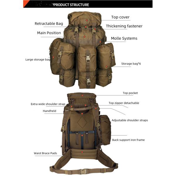 Outdoor Tactical Backpack Wear-Resistant Large-Capacity Molle System Multifunctional Bag