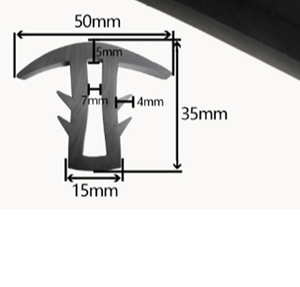 Т-образная резиновая экструзионная пленка EPDM для солнечных панелей, устойчивая к ультрафиолету 35х16 мм