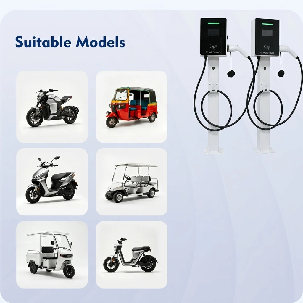 7.2kW High-Power DC Charging Station with 4G Ethernet Remote Support and Type6/Type7 Connectors for E-Scooters and Motorcycles