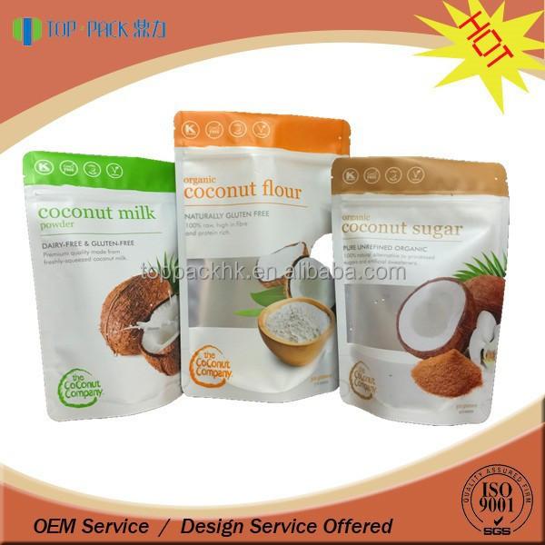 Top Pack printed bag for coconut flour, coconut sugar bag, coconut milk bag
