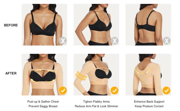 HEXIN High Compression Women Fitness Adjustable Chest Support Shaper Bra Slimming Shapewear Bodysuit