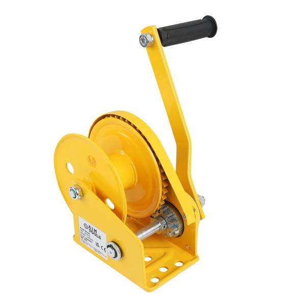 Hand Winch 2000 lbs Capacity Steel Construction Yellow Finish Ideal for Marine Automotive and Industri