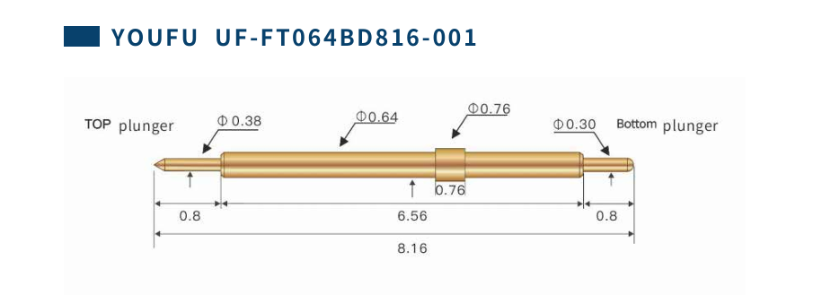 China Supplier Double ended Pogo Pin Spring Loaded Probe UF-FT064BD816-001