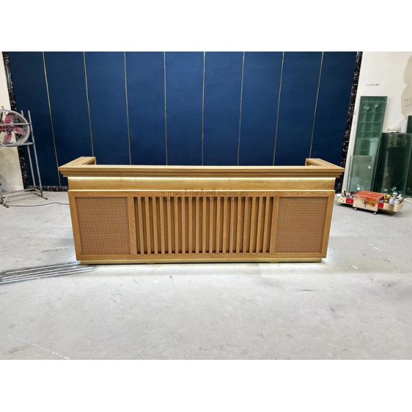 Customized Nordic Style Wooden Office Front Desk Salon Barber Shop Reception Desk Cafe Furniture
