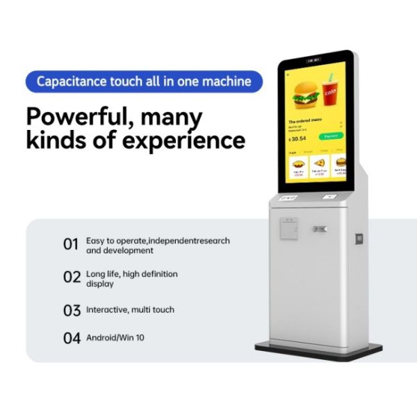 43 inch Windows Floor Standing Terminal Payment Self Service Kiosk Pos System With Printer QR Code Scanner
