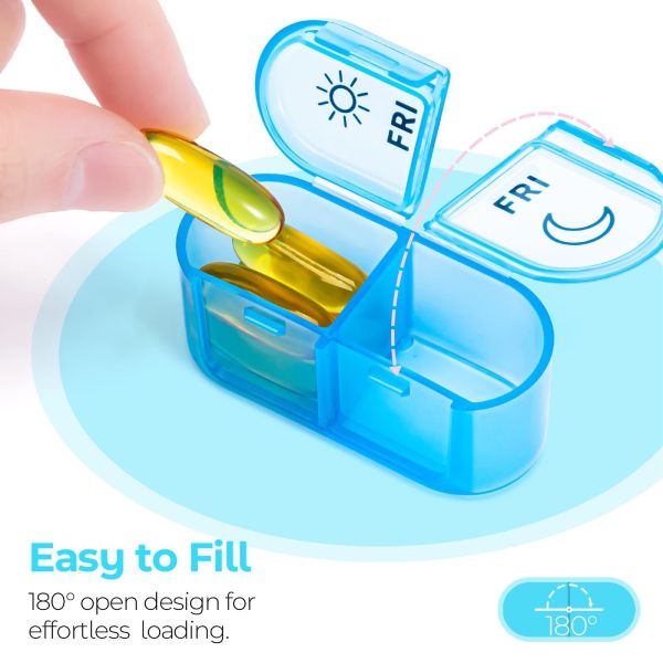 Portable Weekly Seven-Day Plastic Medicine Organizer Pill Box Two Meal Dosage Sealed Mini Compartmentalized Design JH Medibox
