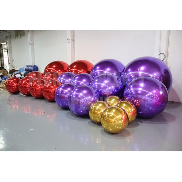 Boule disco gonflable de Noël en PVC géante, brillante, durable, violette, dorée, argentée, rouge