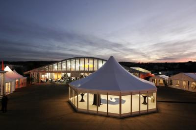 Hard Glass Walls Outdoor Event Clear Span Tent , Hexagon Canopy Party Tent