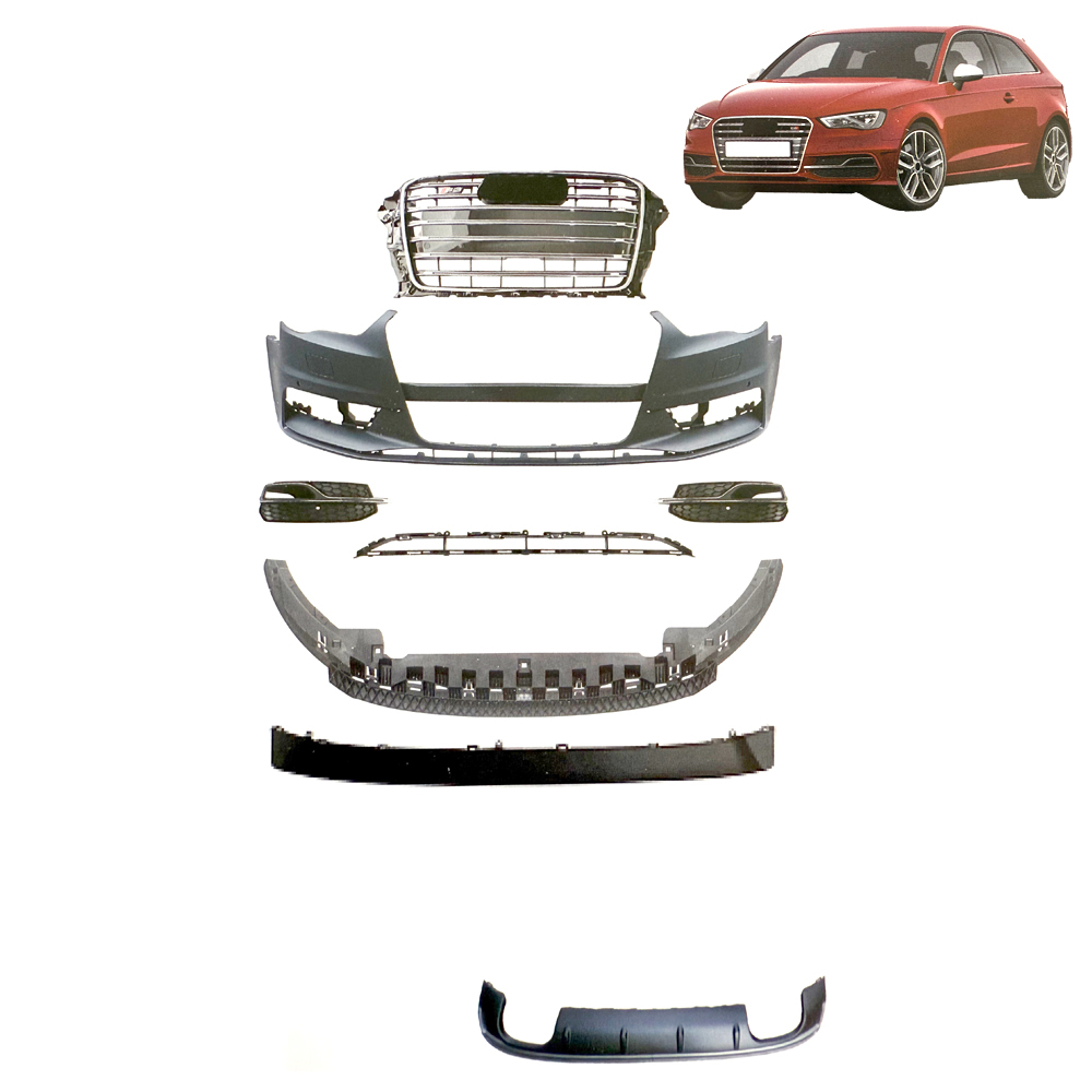 Complete S3 Performance Front Bumper Kit Compatible with OE 8V0807065NGRU for 2014 Audi S3 8V Sportback HB