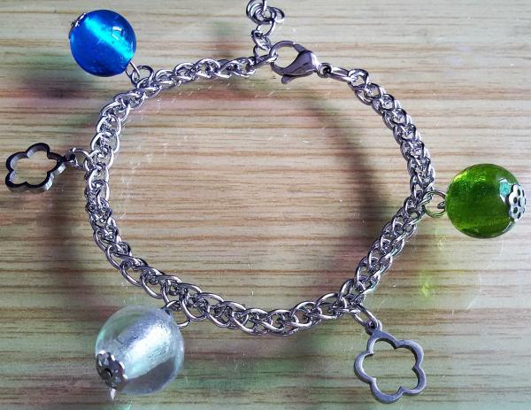 Stainless Steel Chain Linked Murano Pandora Glass Beads Charms Bracelets,12 Styles