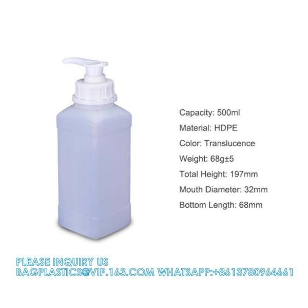 Liquid Detergent Plastic Hand Wash Bottle With Tube Pump Refillable Plastic Pump Bottles with Travel Lock