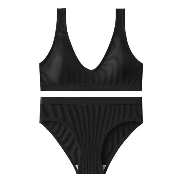 Wholesale One Piece Sports Bra Panty Set New Style Sport Style Ribbed Underwear Set for Women