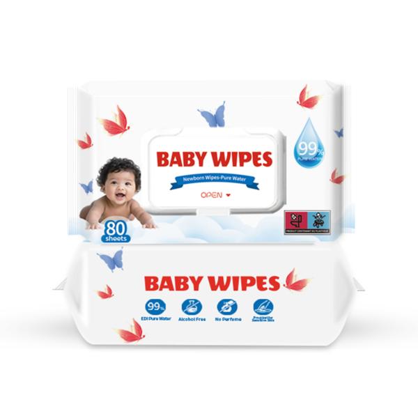 Lot en gros de 80 lingettes humides pour bébés en tissu non tissé spunlace
