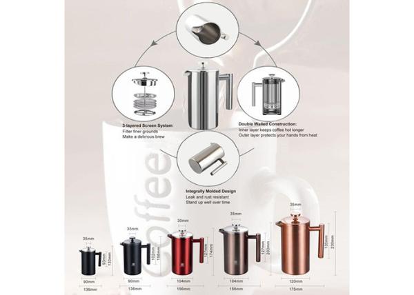 8 Cup 34oz 18/8 Stainless Steel French Press Coffee Pot With Filter Home Office