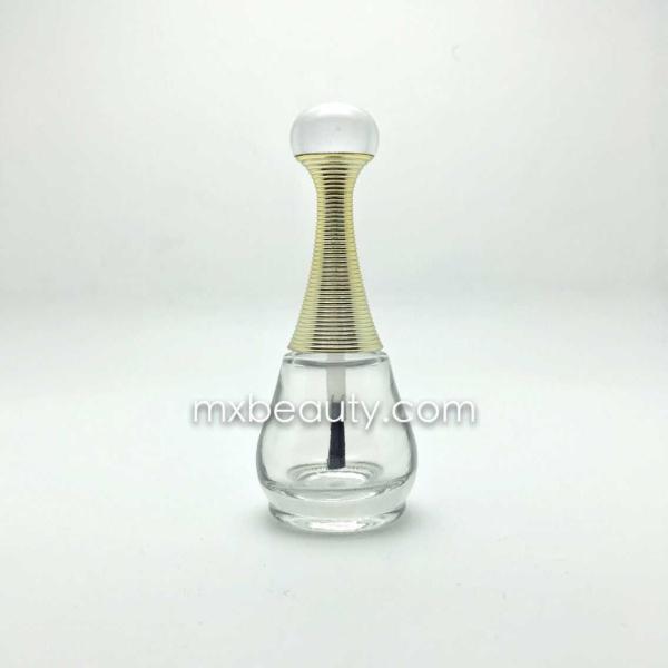 new nail polish cap with diamond at top 15ml nail polish bottle flat brush nail polish packaging uv coating colors