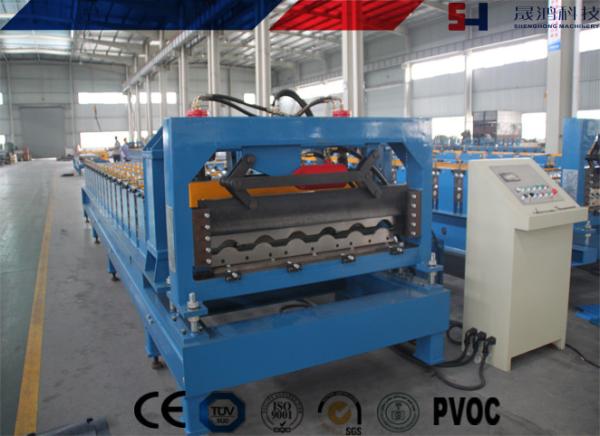 Steel Ribbed Roofing Roll Forming Machine , Glazed Tile Roll Forming Machine