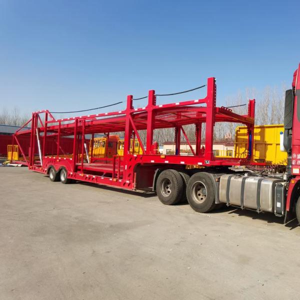 2/3axles 6/8 Cars Air Suspension Transport Semi Trailer with Jost E100 Landing Gear